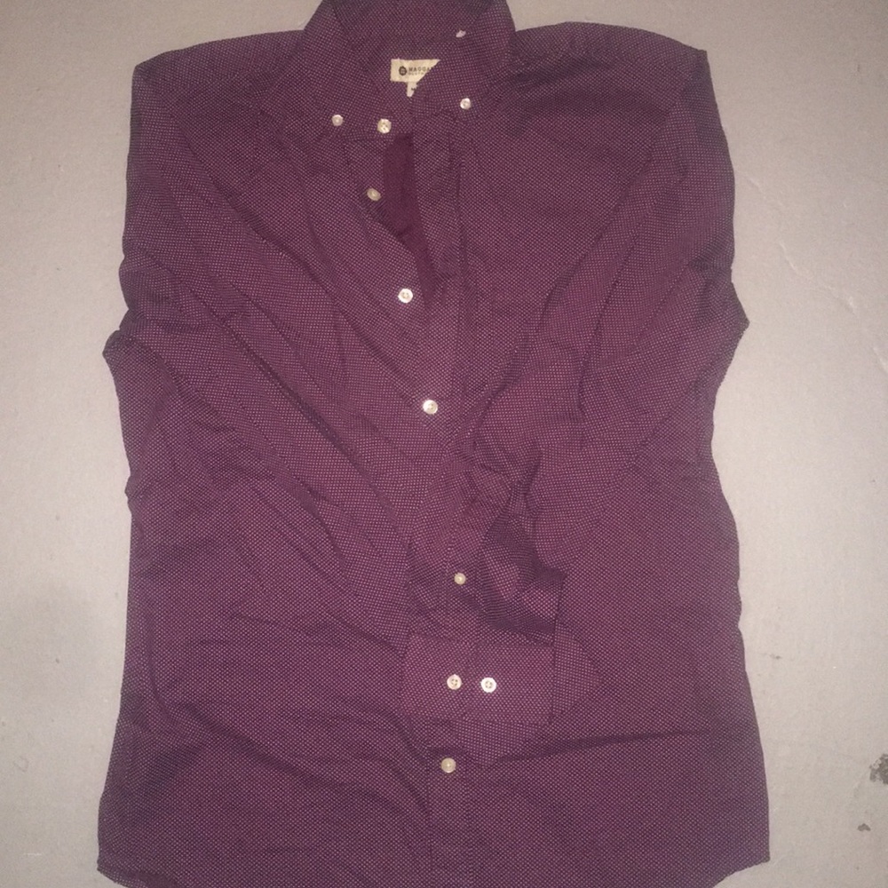 Maroon colored long sleeve shirt collared neck